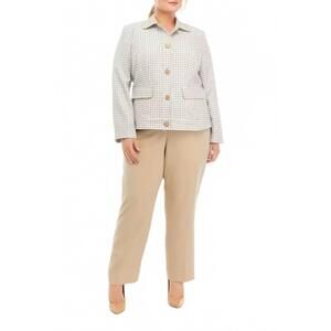 NEW LE SUIT plaid jacket and slim pants set - plus size in khaki multi